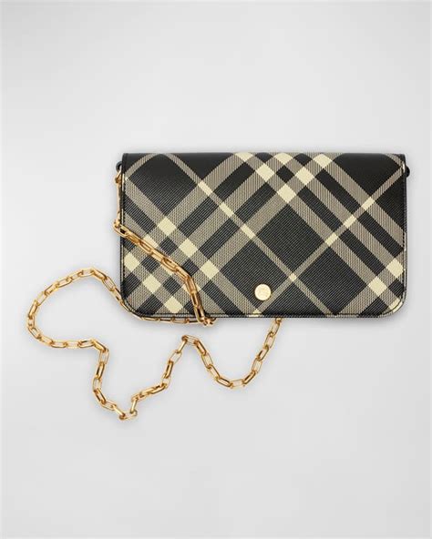 Burberry Lola Quilted Check Sequins Chain Wallet 